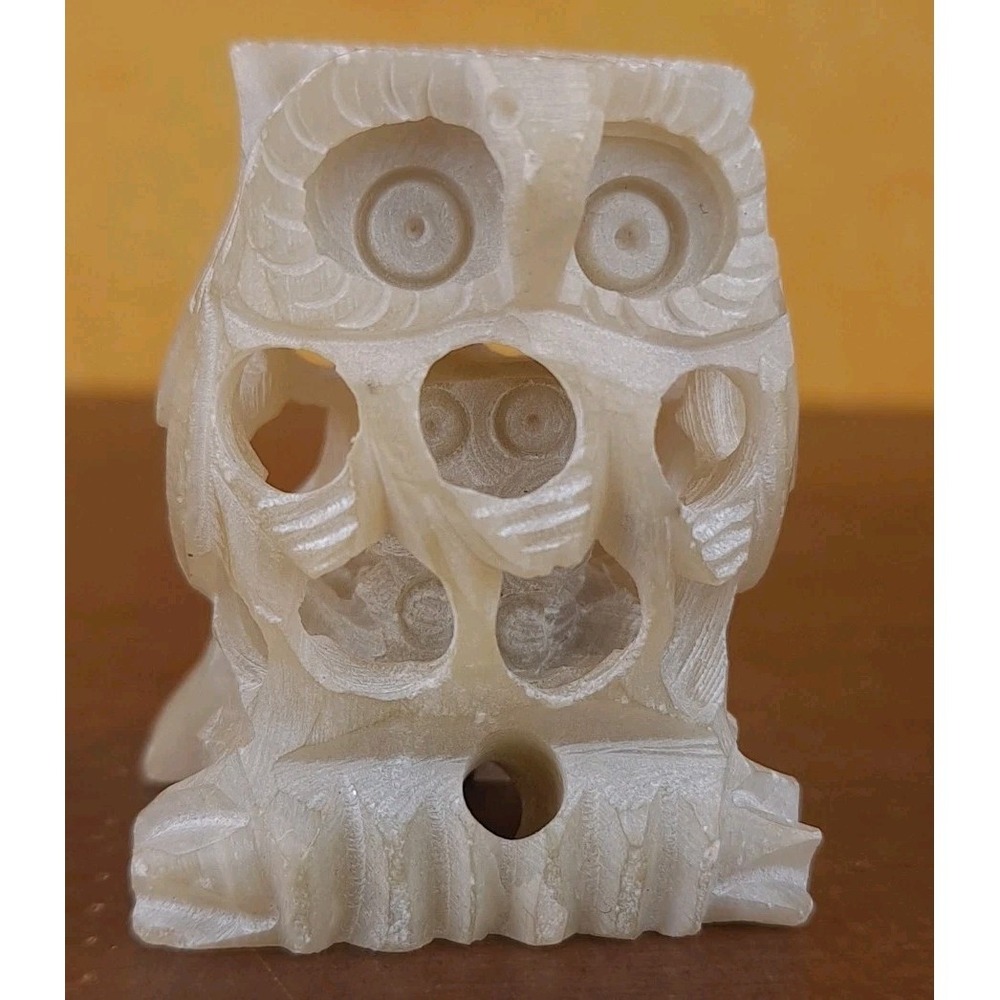Vintage Owl Soapstone Owl With Baby Owl‎ Handmade In India